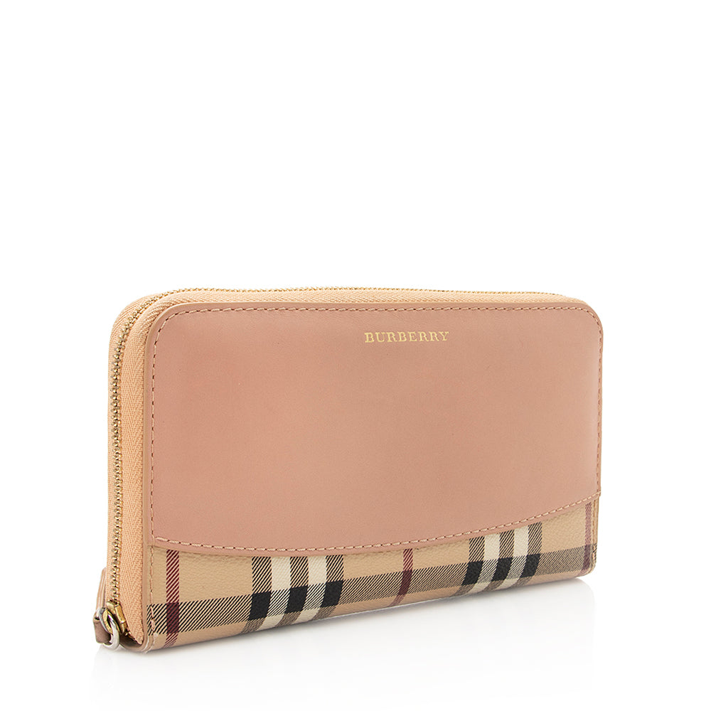 Burberry Haymarket Check Elmore Zip Around Wallet (SHF-19807)