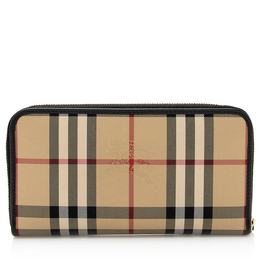 Burberry Haymarket Check Elmore Zip Around Wallet (SHF-20277)