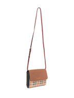 Burberry Haymarket Check Flap Messenger Bag Beige Brown