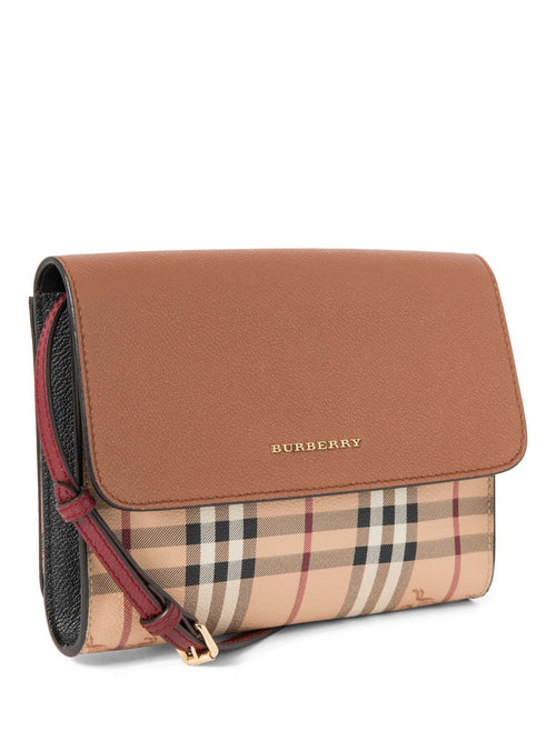Burberry Haymarket Check Flap Messenger Bag Beige Brown