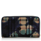 Burberry Haymarket Check Floral Zip Around Wallet (SHF-21970)