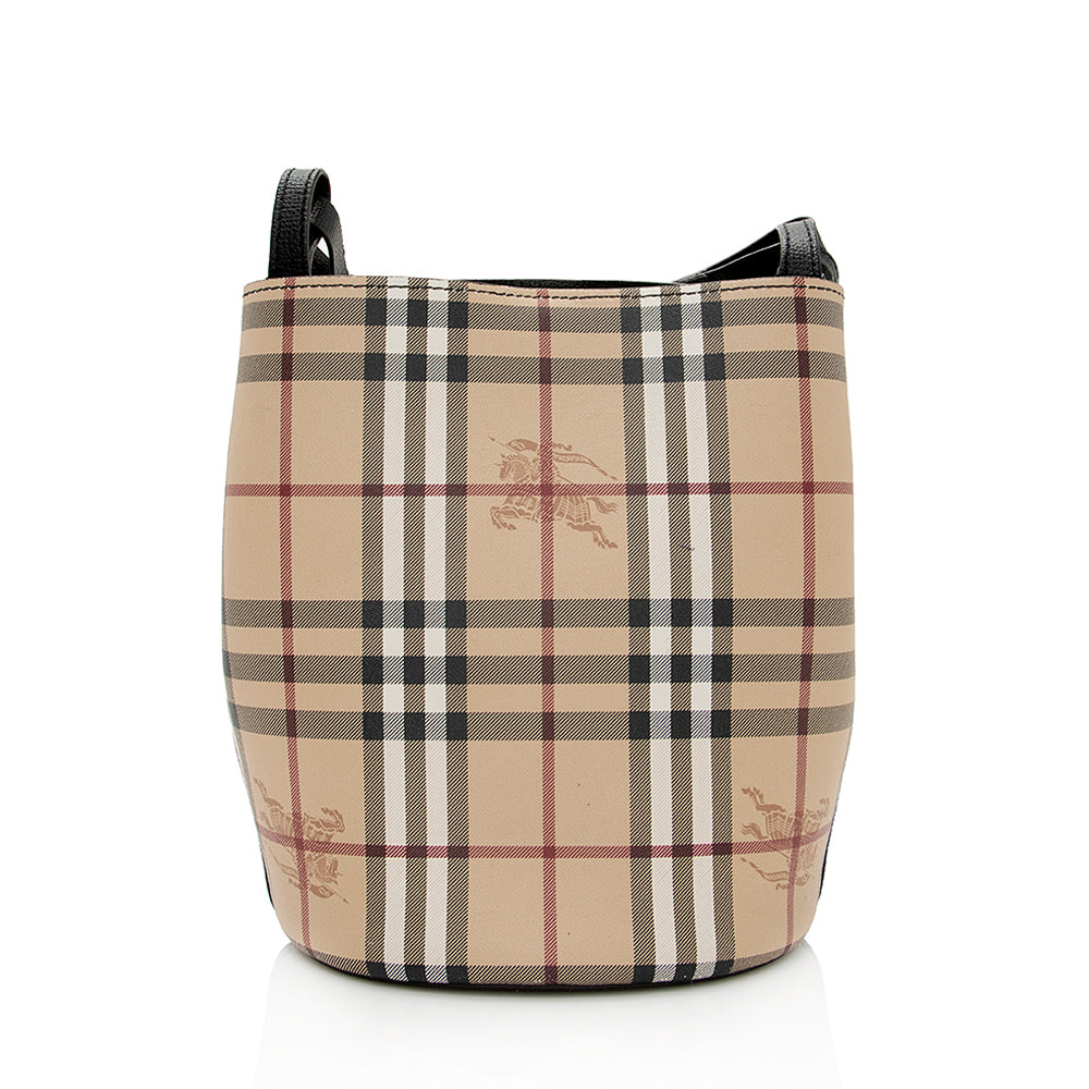 Burberry Haymarket Check Lorne Bucket Bag (SHF-21948)