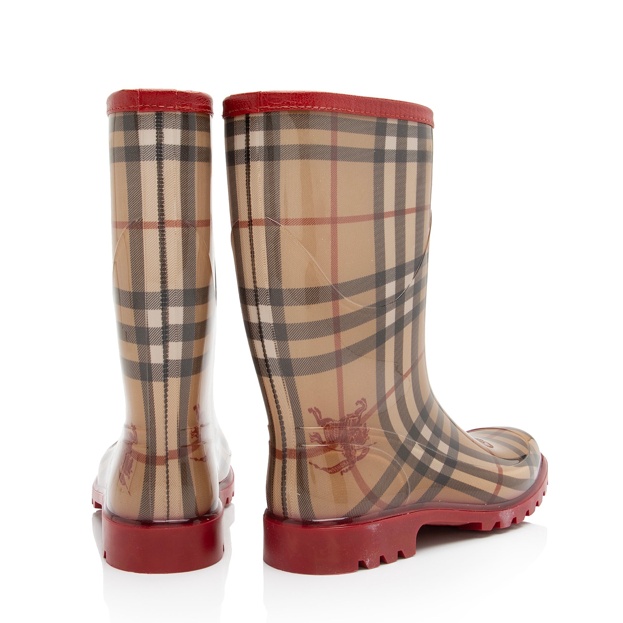 Burberry Haymarket Check Mid Calf Rainboots - Size 7 / 37 (SHF-23323)