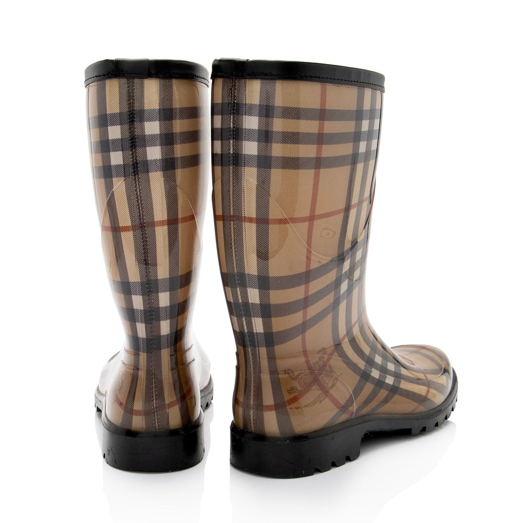 Burberry Haymarket Check Mid-Calf Rainboots - Size 9 / 39 (SHF-UjBduQ)