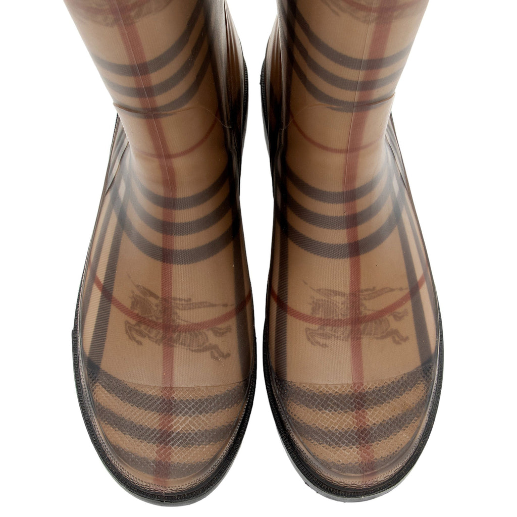 Burberry Haymarket Check Rubber Mid-Calf Rain Boots - Size 7 / 37 - FINAL SALE (SHF-iM03nM)