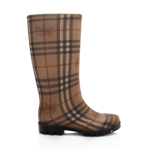 Burberry Haymarket Check Rubber Mid-Calf Rain Boots - Size  8 / 38 (SHF-Ple8S6)