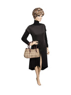 Burberry Heymarket Check Top Handle Shopper Bag Brown
