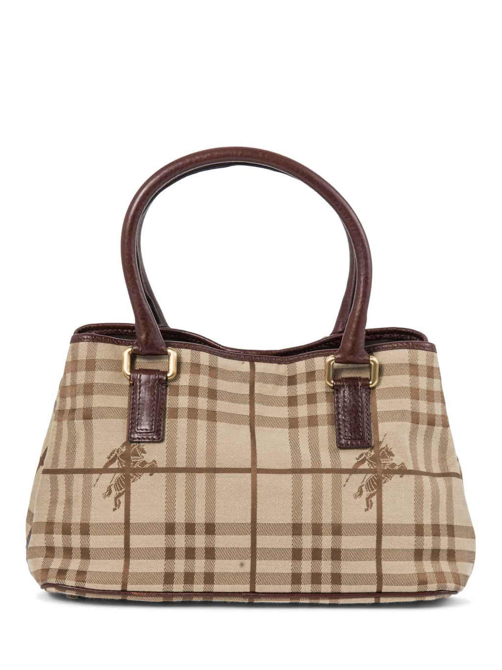 Burberry Heymarket Check Top Handle Shopper Bag Brown