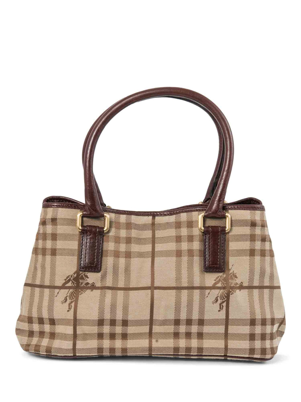 Burberry Heymarket Check Top Handle Shopper Bag Brown