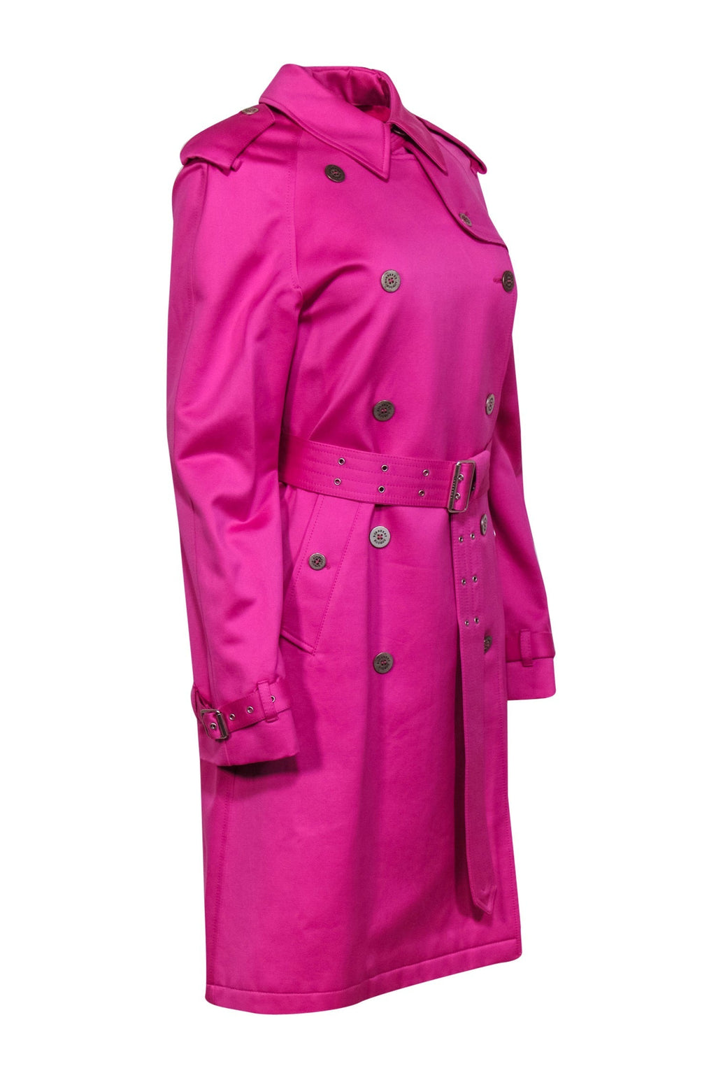 Burberry - Hot Pink Double Breasted Belted Trench Coat Sz 8