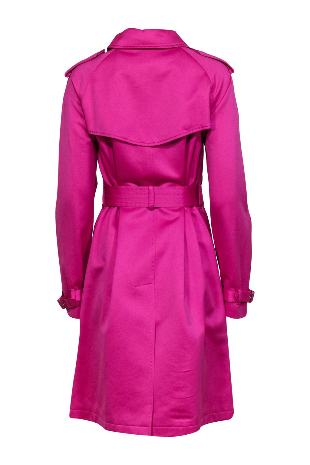 Burberry - Hot Pink Double Breasted Belted Trench Coat Sz 8