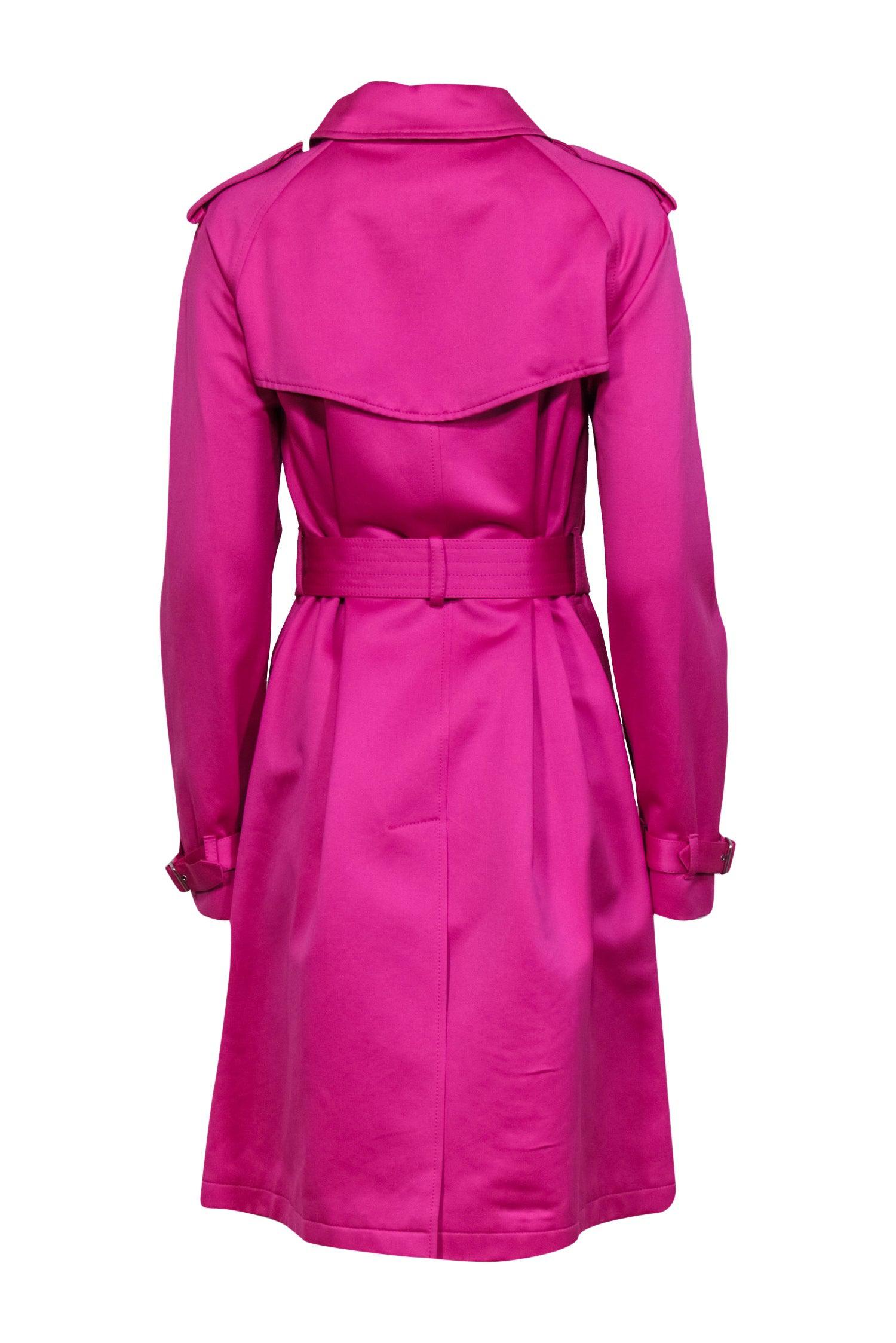 Burberry - Hot Pink Double Breasted Belted Trench Coat Sz 8