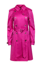 Burberry - Hot Pink Double Breasted Belted Trench Coat Sz 8