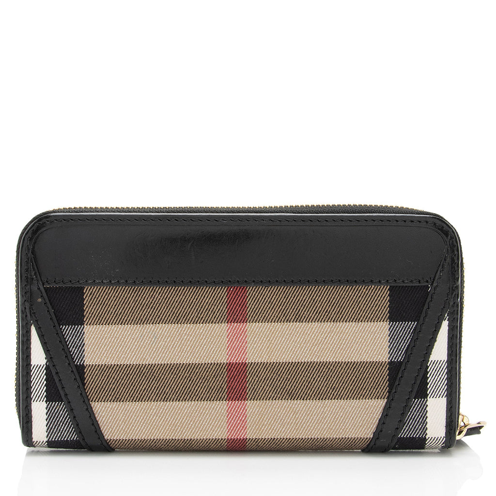 Burberry House Check Bridle Ziggy Zip Around Wallet (SHF-5DXwft)
