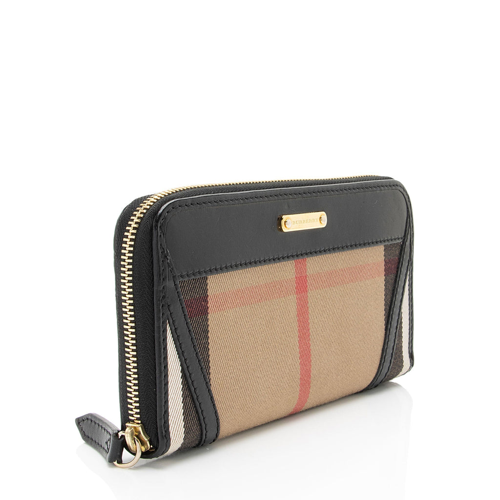 Burberry House Check Bridle Ziggy Zip Around Wallet (SHF-5DXwft)
