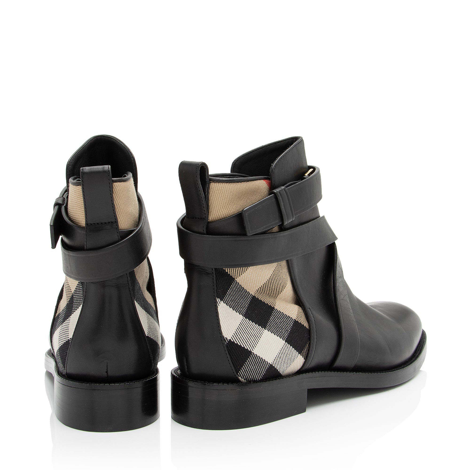 Burberry House Check Calfskin Ankle Boots - Size 9 / 39 (SHF-23322)