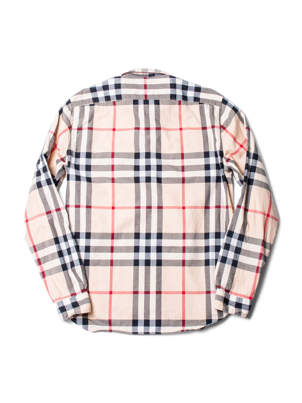 Burberry House Check Cotton Collared Button Up Boyfriend Shirt Beige