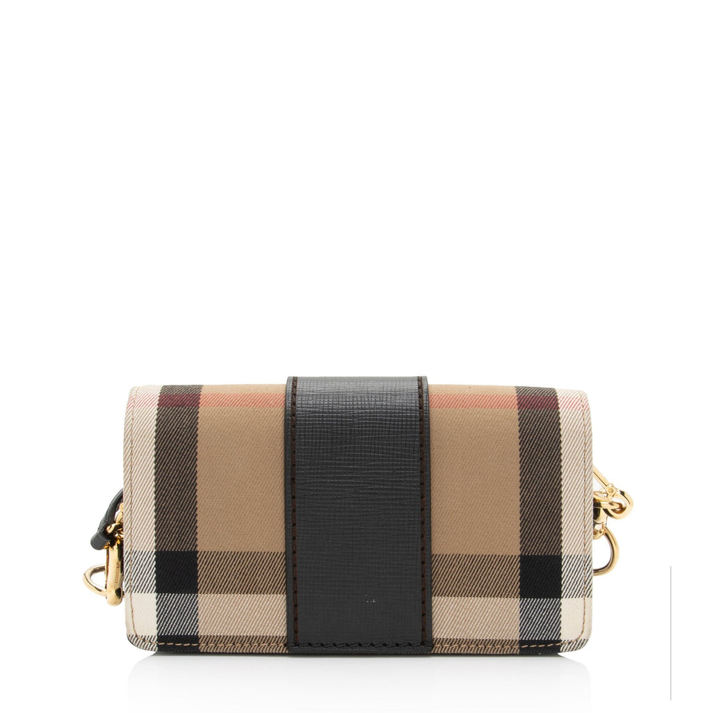 Burberry House Check Madison Buckle Small Shoulder Bag (SHF-P2oe5K)