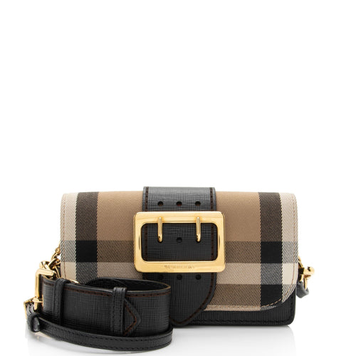 Burberry House Check Madison Buckle Small Shoulder Bag (SHF-P2oe5K)
