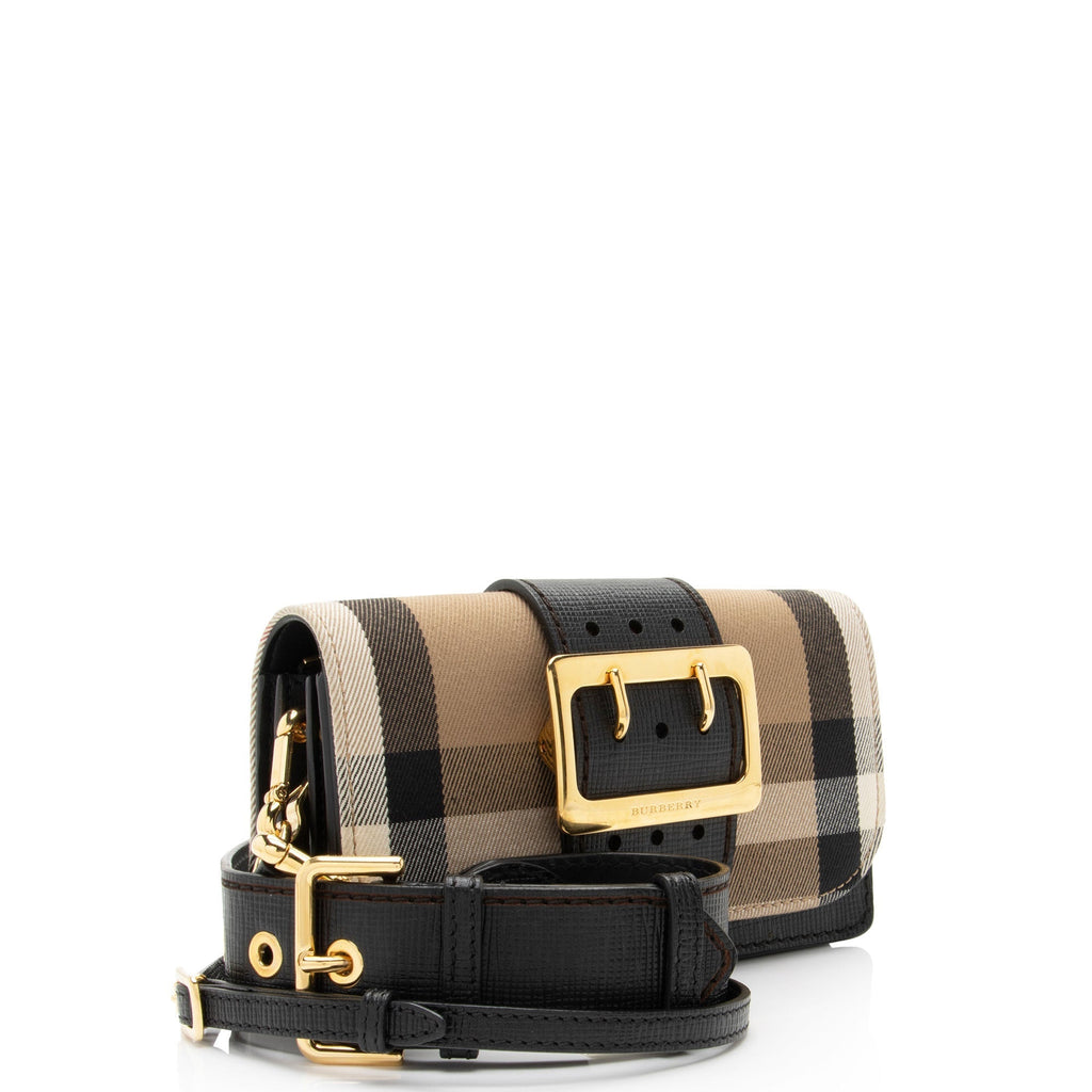 Burberry House Check Madison Buckle Small Shoulder Bag (SHF-P2oe5K)