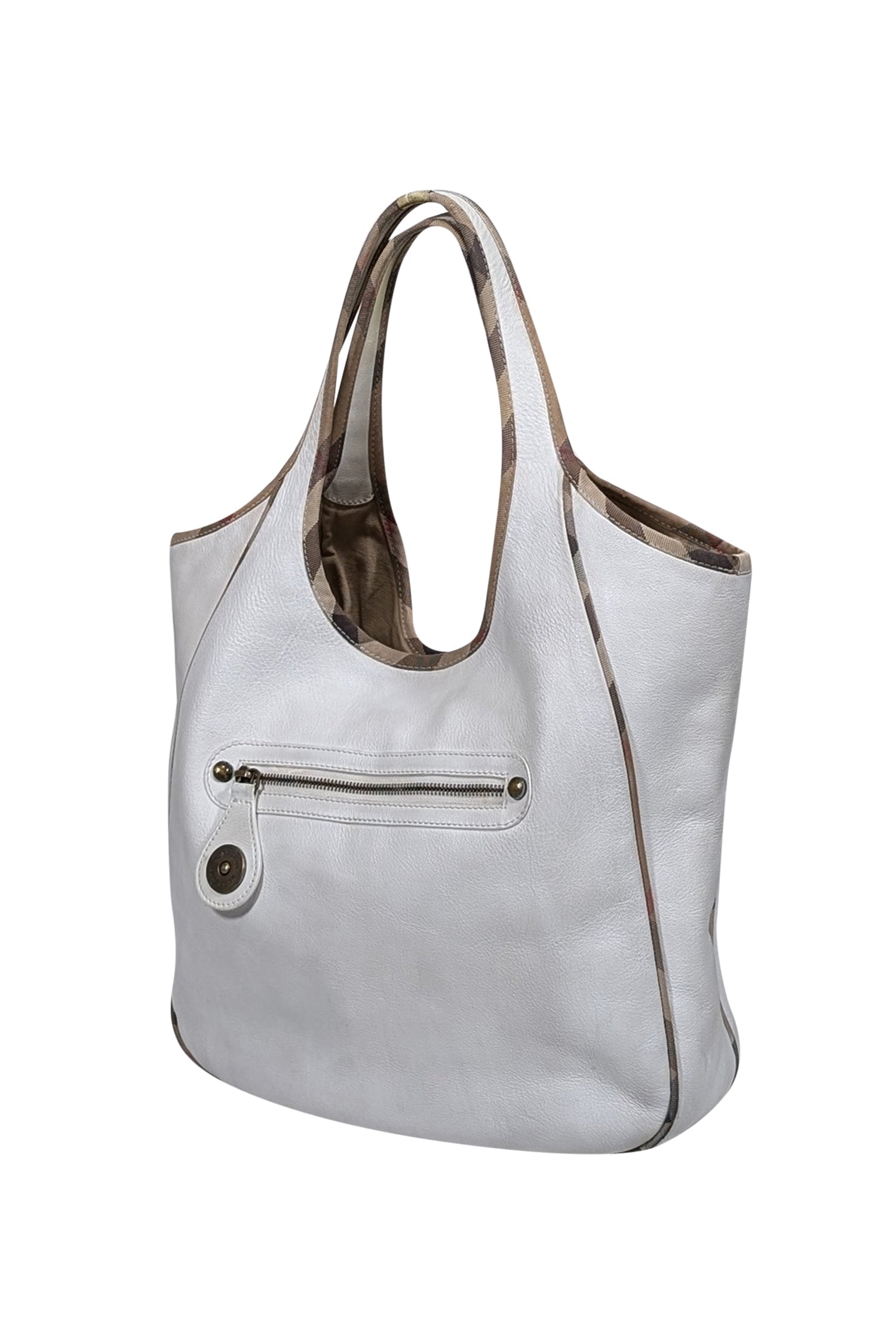 Burberry - Ivory Large Leather Shoulder Bag