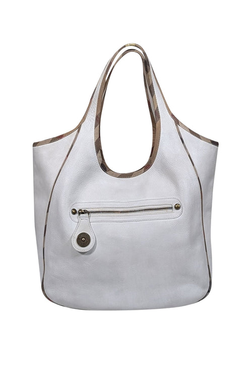 Burberry - Ivory Large Leather Shoulder Bag