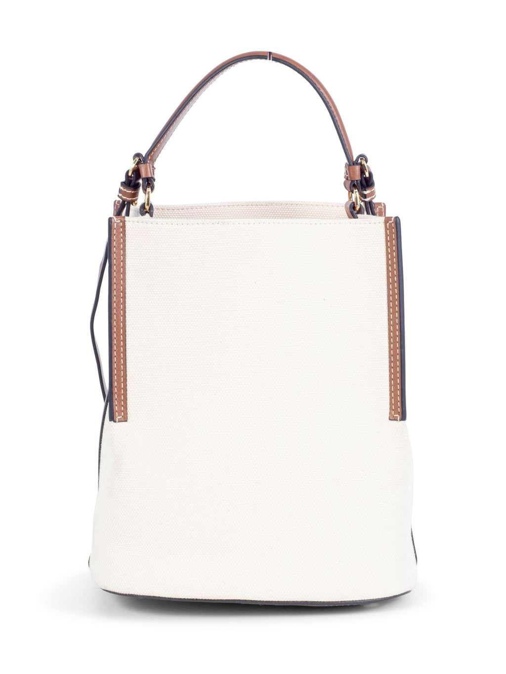 Burberry Leather Canvas Logo Bucket Bag Tan