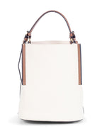 Burberry Leather Canvas Logo Bucket Bag Tan