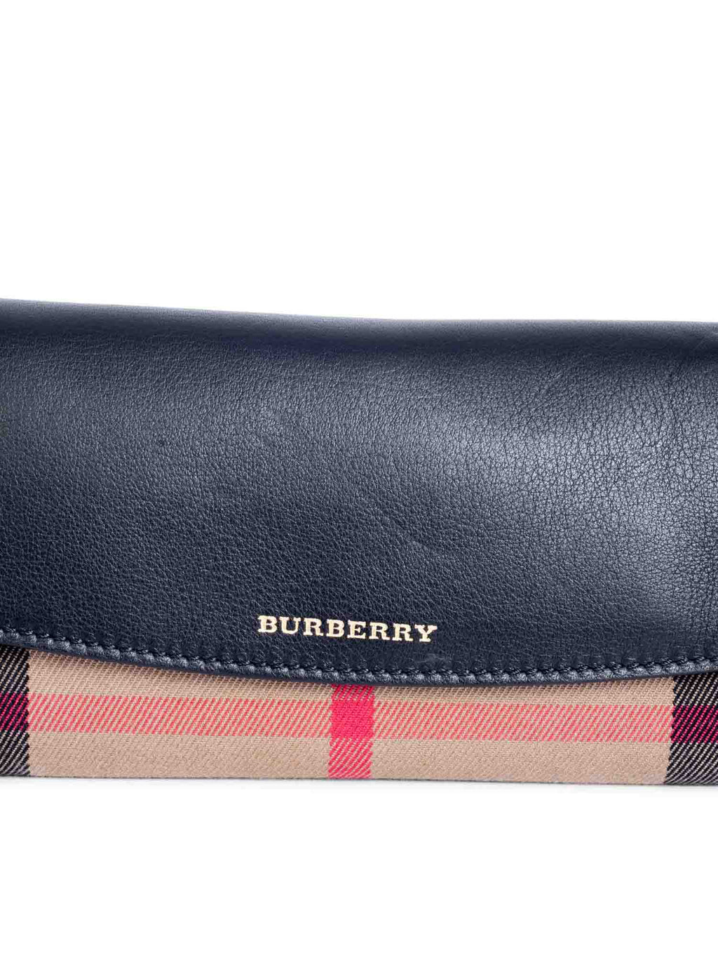 Burberry Leather House Check Flap Wallet Black Brown