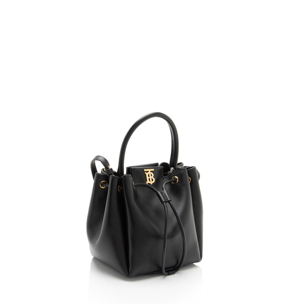 Burberry Leather Peony Drawstring Bucket Bag (SHF-2xjaxp)