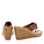 Burberry Leather Printed Wedge Thong Sandals - Size 9 / 39 (SHF-18129)