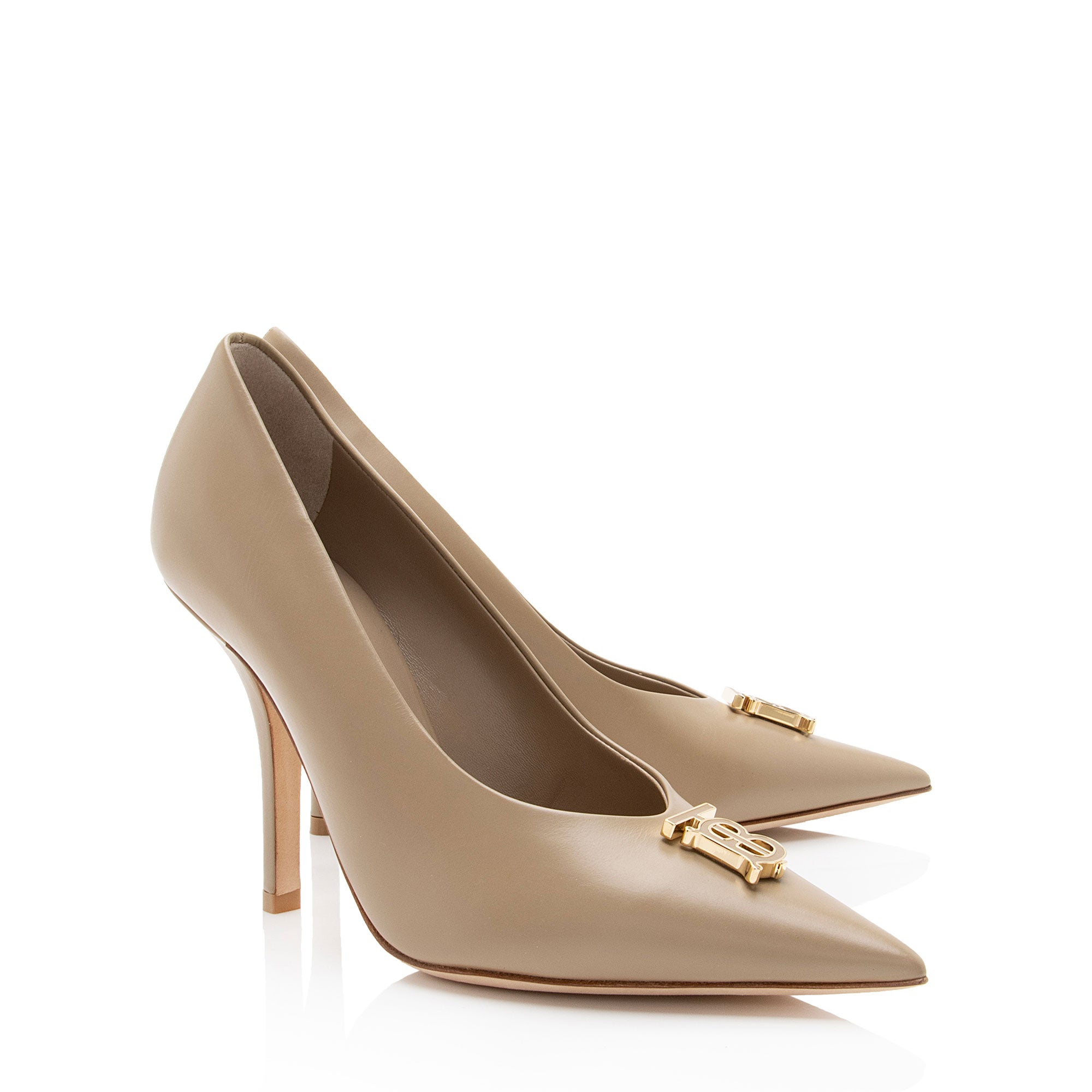 Burberry Leather TB Monogram Ezra Pumps - Size 7 / 37 (SHF-tKaqCd)