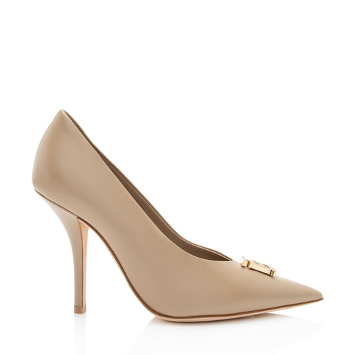 Burberry Leather TB Monogram Ezra Pumps - Size 7 / 37 (SHF-tKaqCd)