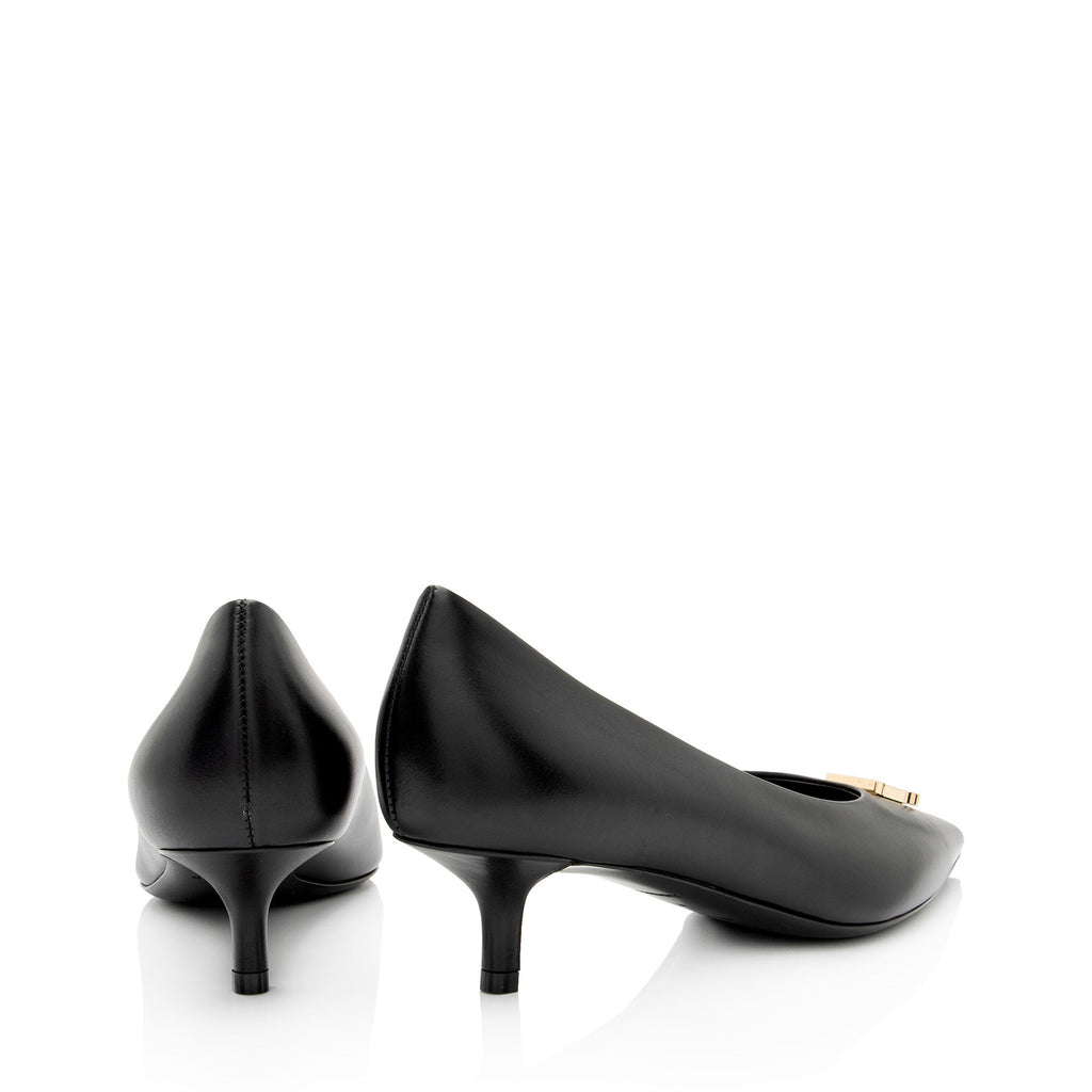 Burberry Leather TB Monogram Pumps - Size 7 / 37 (SHF-xv9Bwb)