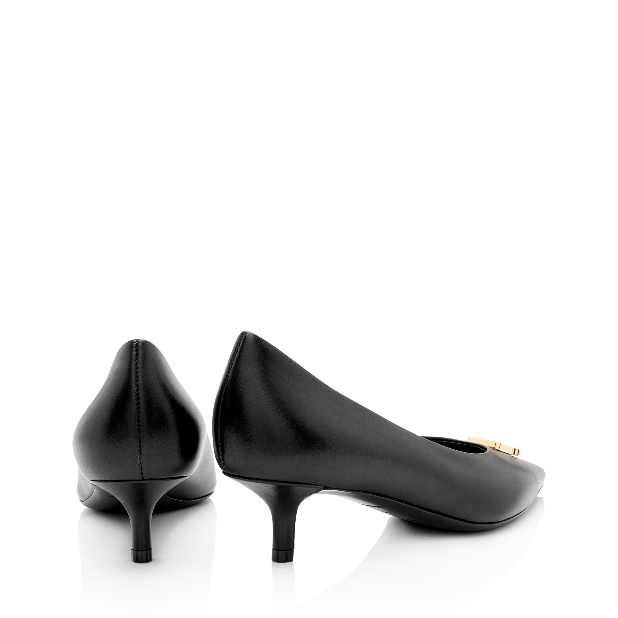 Burberry Leather TB Monogram Pumps - Size 7 / 37 (SHF-xv9Bwb)