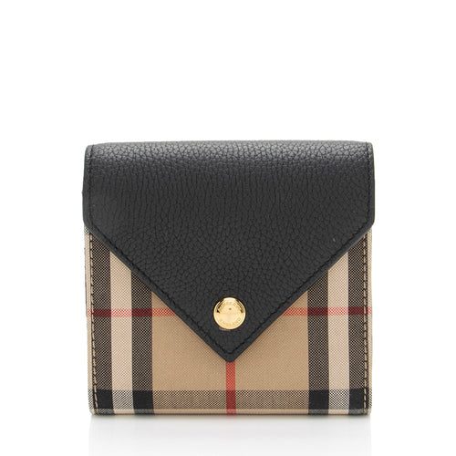 Burberry Leather Vintage Check Lila Wallet (SHF-xYDrVA)