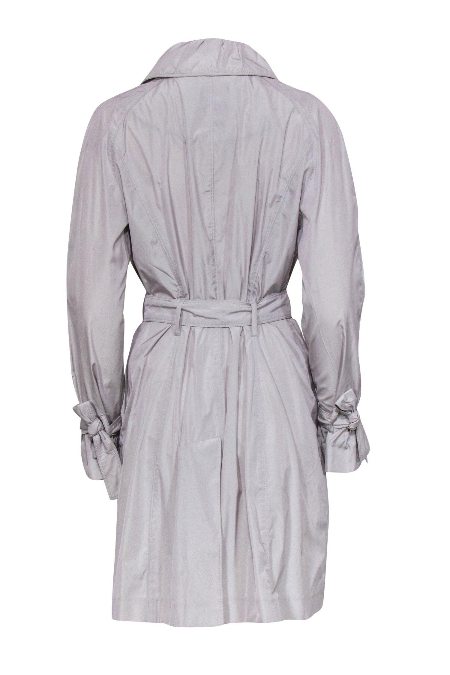 Burberry - Light Grey Open Front Trench Coat w/ Belted Cuffs Sz 10