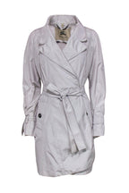 Burberry - Light Grey Open Front Trench Coat w/ Belted Cuffs Sz 10