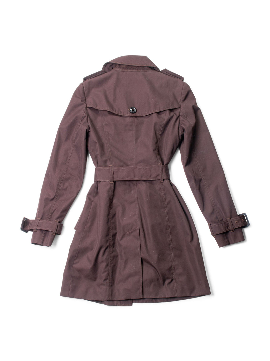 Burberry Logo Check Belted Button Rain Coat Brown