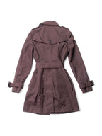 Burberry Logo Check Belted Button Rain Coat Brown