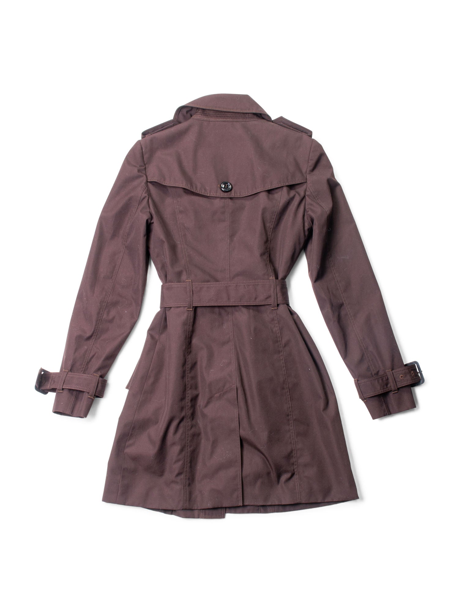 Burberry Logo Check Belted Button Rain Coat Brown