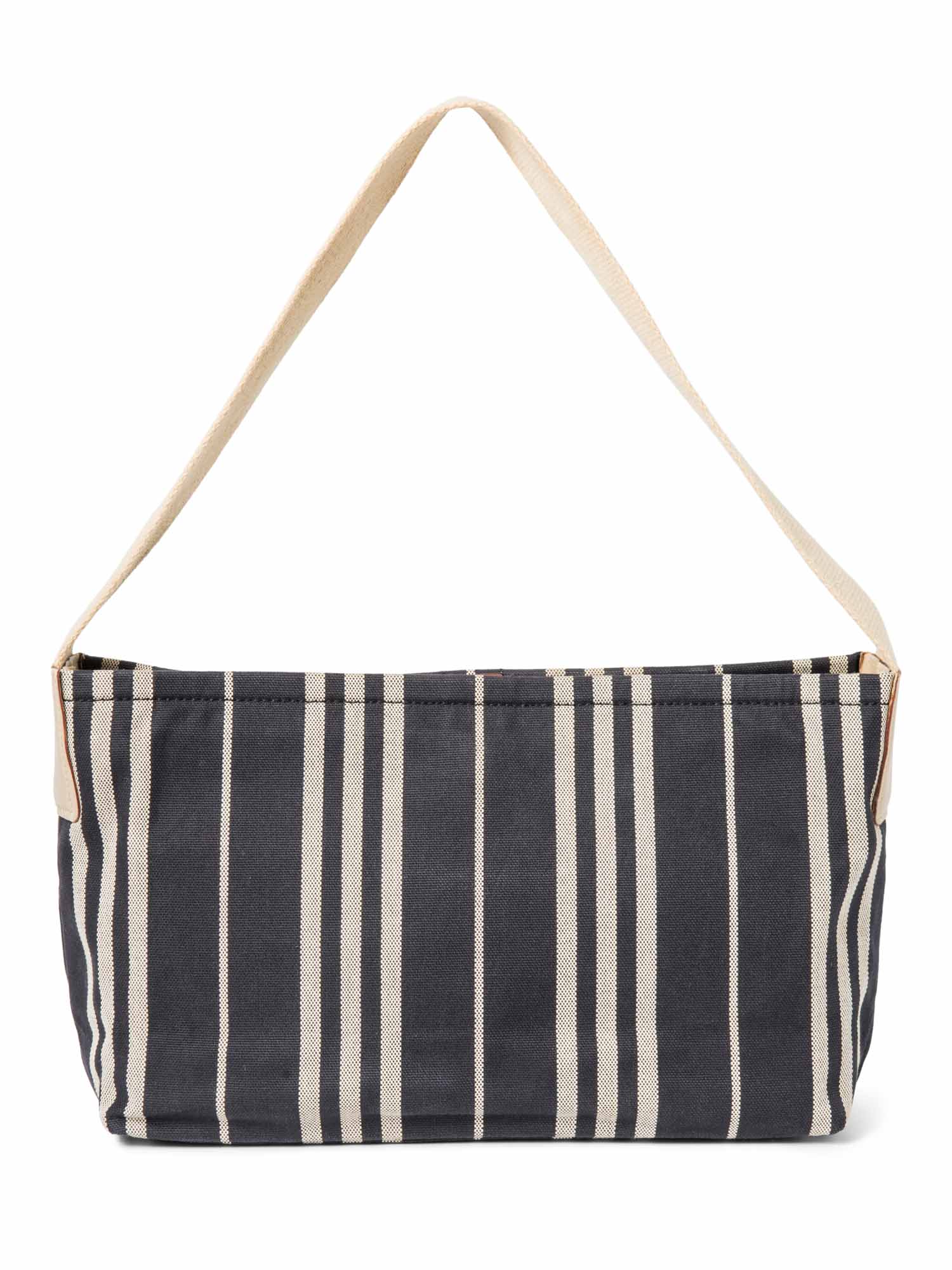 Burberry Logo Striped Canvas Tote Bag Navy Ivory