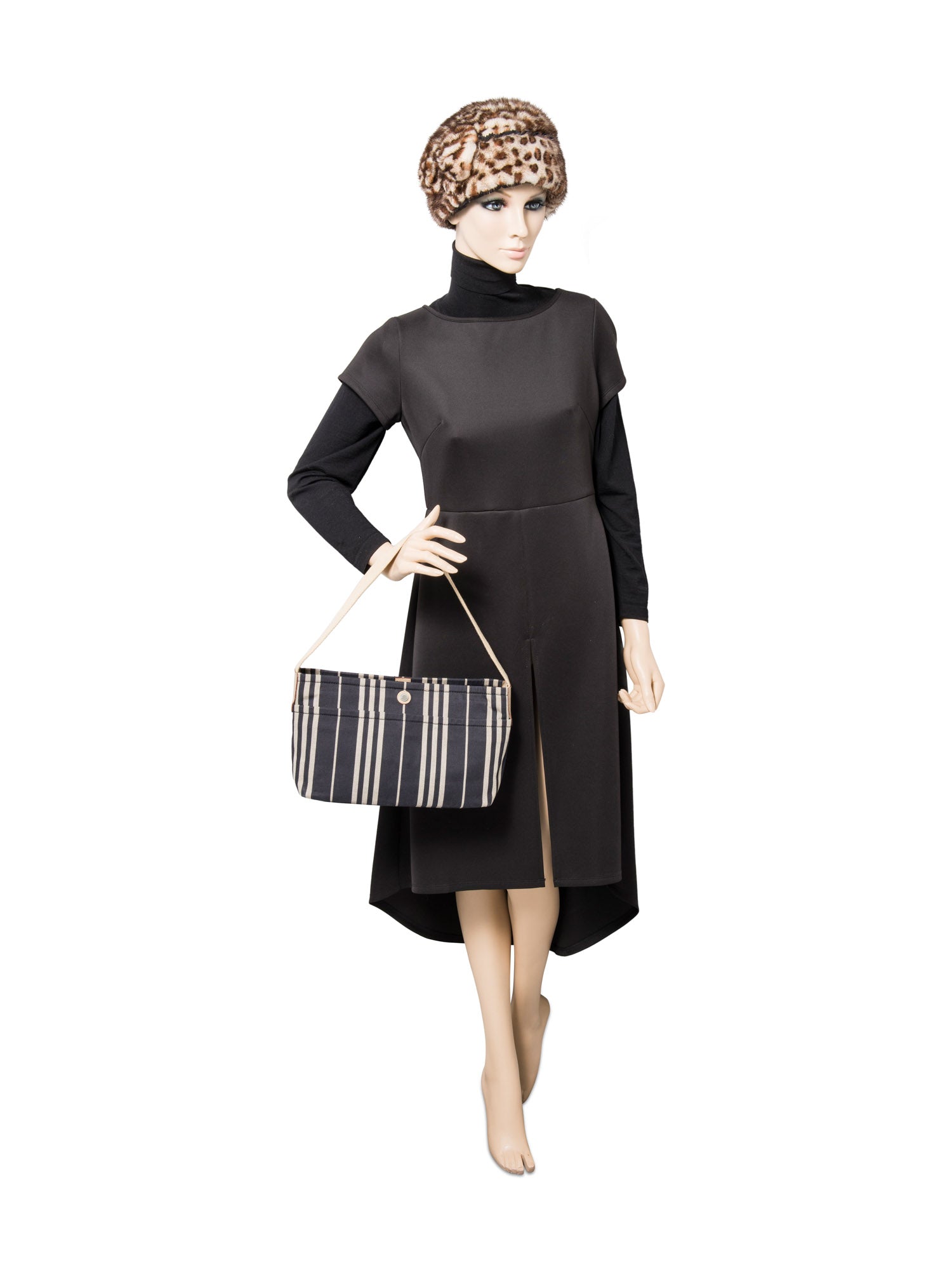 Burberry Logo Striped Canvas Tote Bag Navy Ivory