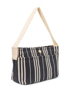 Burberry Logo Striped Canvas Tote Bag Navy Ivory