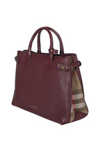 Burberry - Maroon House Check Leather Banner Medium Satchel Bag