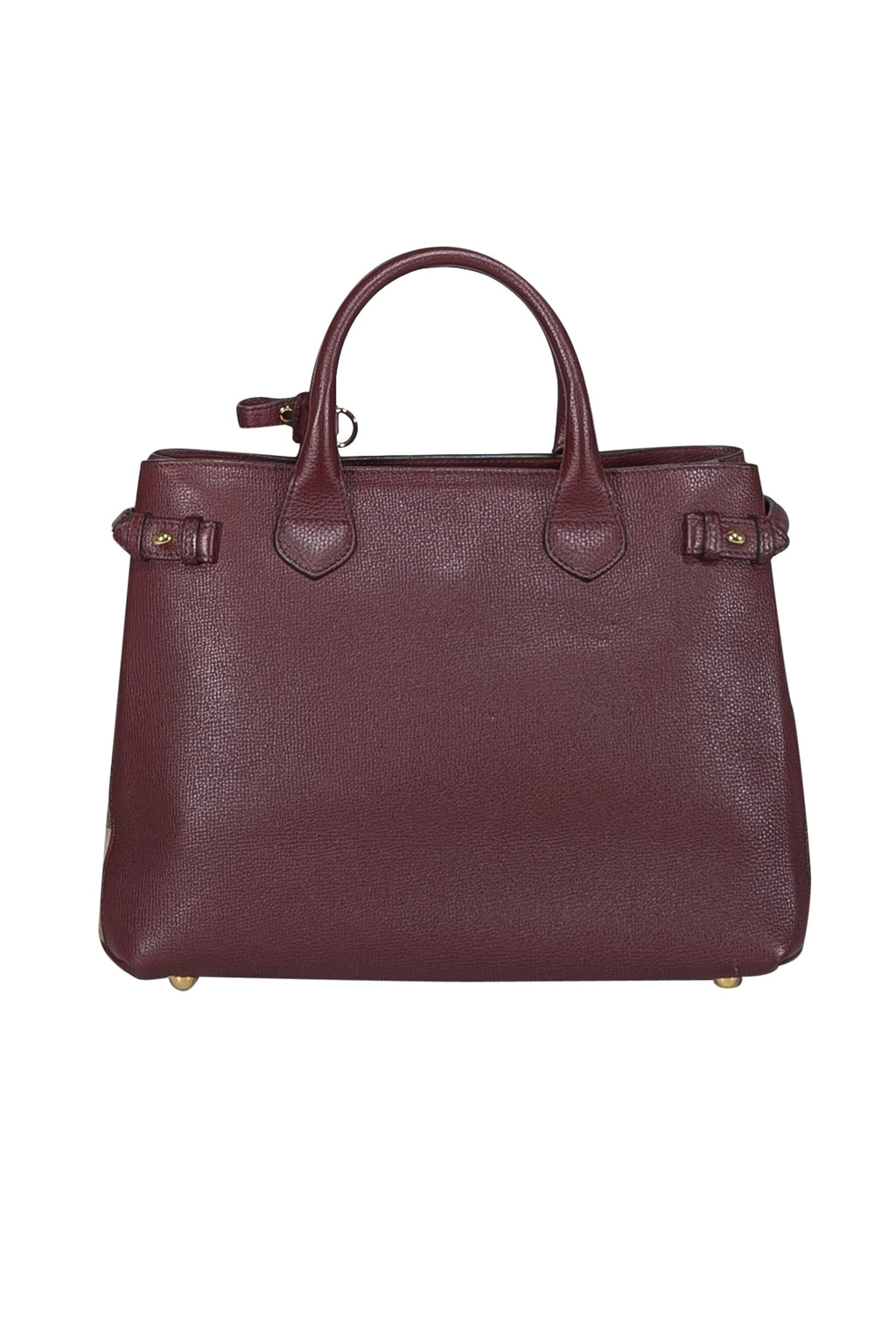 Burberry - Maroon House Check Leather Banner Medium Satchel Bag