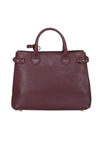 Burberry - Maroon House Check Leather Banner Medium Satchel Bag