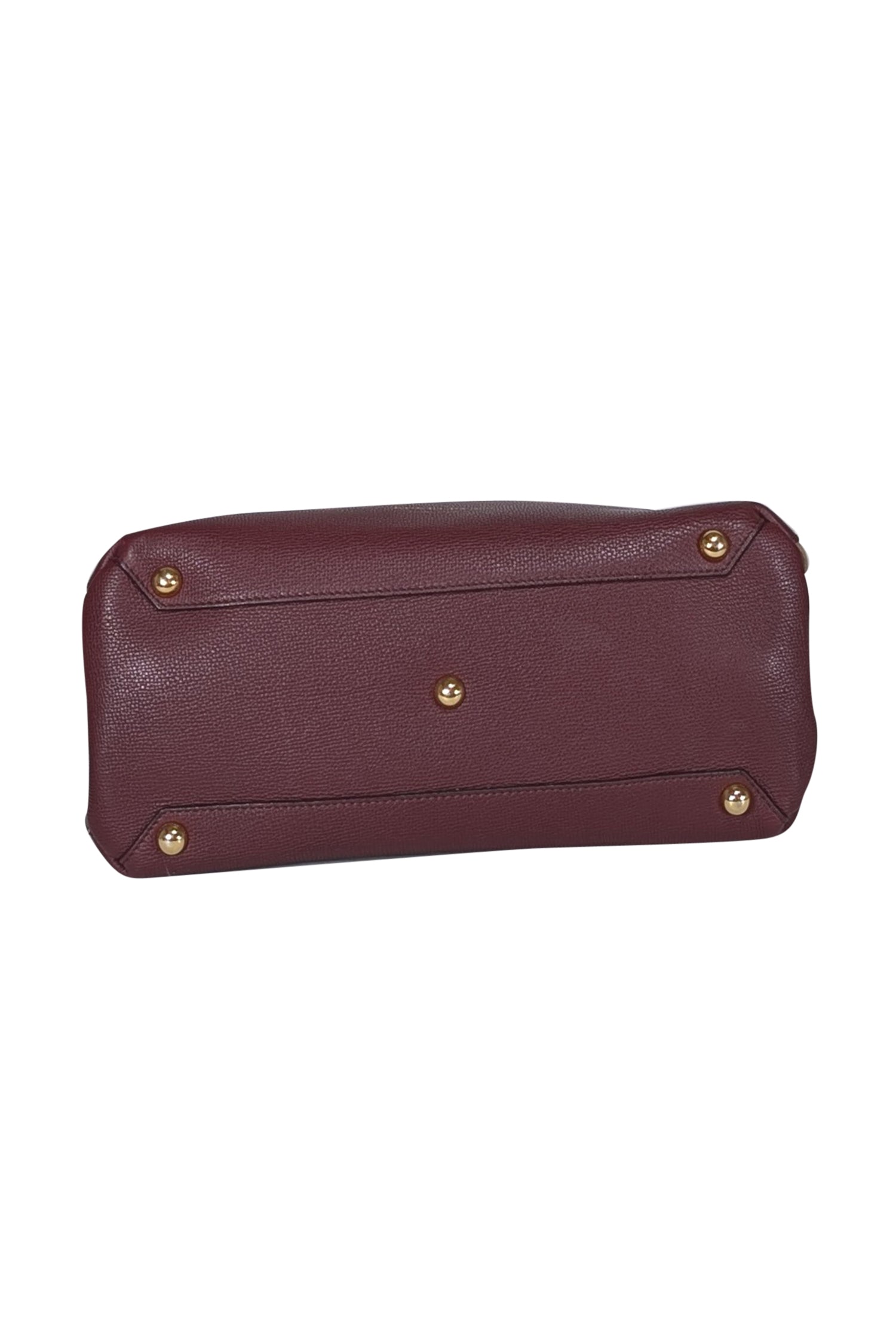 Burberry - Maroon House Check Leather Banner Medium Satchel Bag