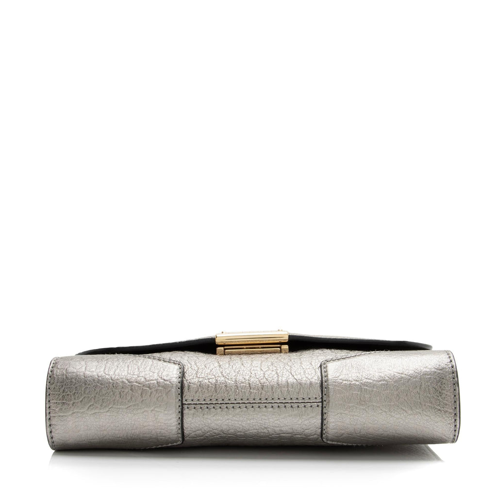 Burberry Metallic Grained Leather Abbott Small Crossbody Bag (SHF-23382)