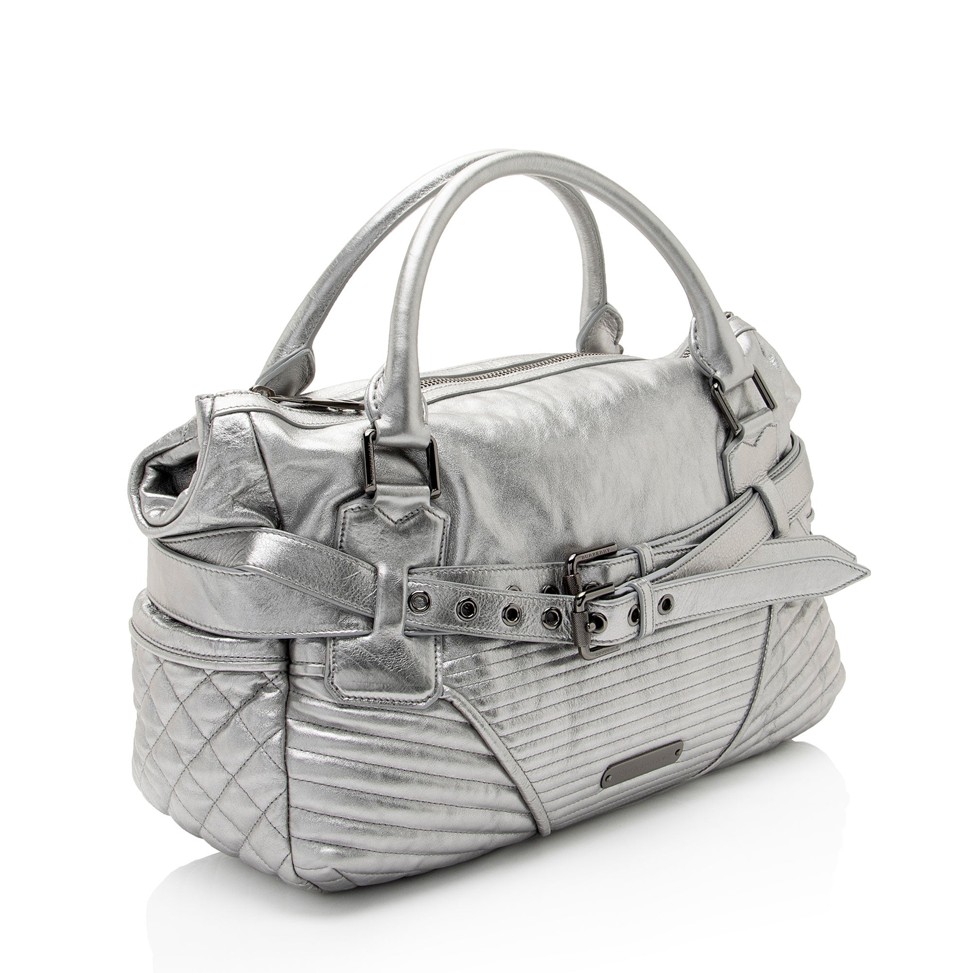 Burberry Metallic Patent Leather Winniford Satchel (SHF-S8b2o0)